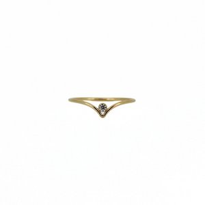 Brianne & Co. gold fill chevron ring with cubic zirconia front view