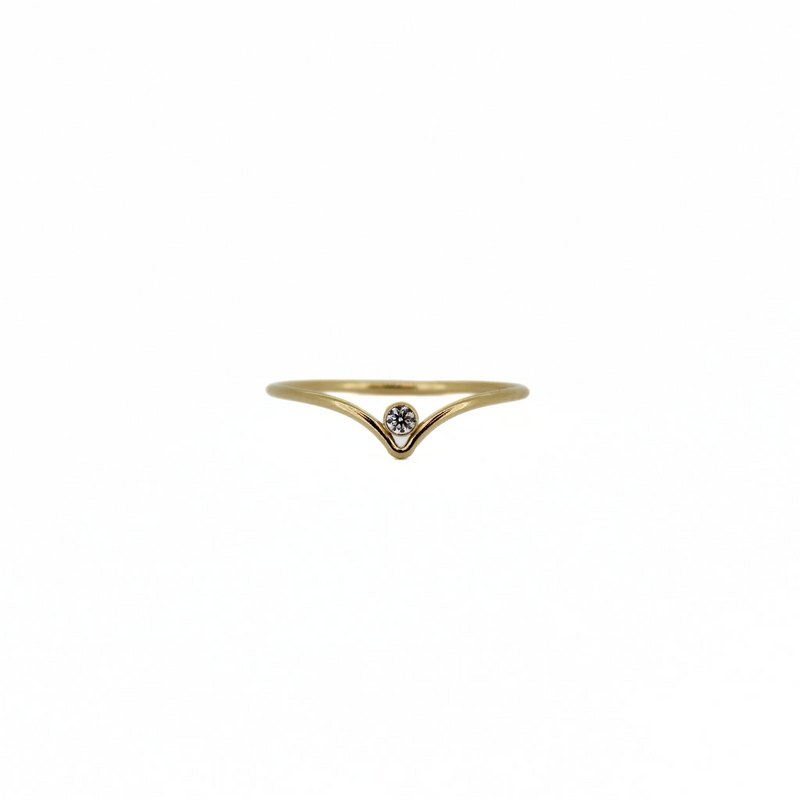 Brianne & Co. gold fill chevron ring with cubic zirconia front view