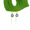 Brianne & Co. 14k gold fill threader style earrings featuring green jade donut shaped gemstones