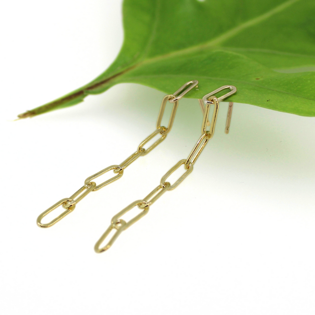 Brianne & Co. paper clip chain earring studs in gold fill