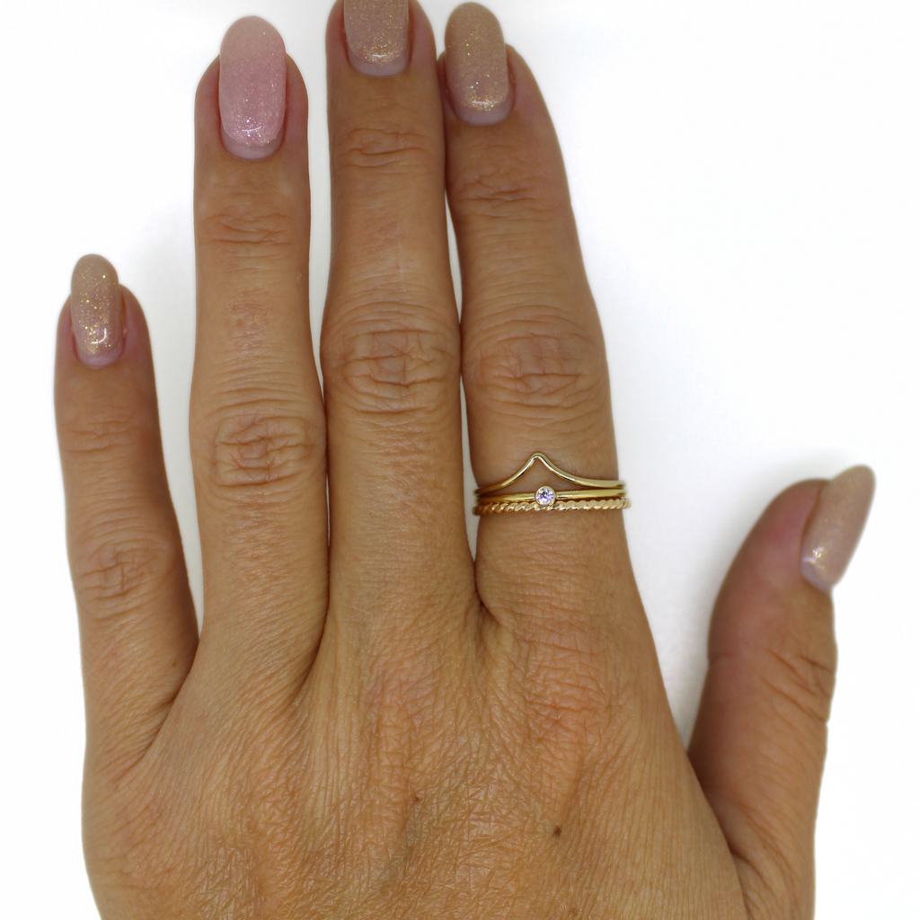 Brianne & Co. gold fill triple ring set on hand model