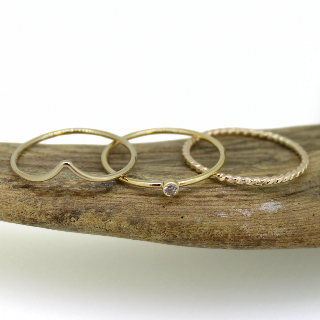 Brianne & Co. set of 3 gold fill rings