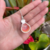Sterling Silver Sunrise Shell and Sea Glass Pendant w/ Plumeria Bail