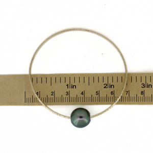 Gold Fill Dark Blue Tahitian Pearl Size 7.5 Heirloom Style Bangle