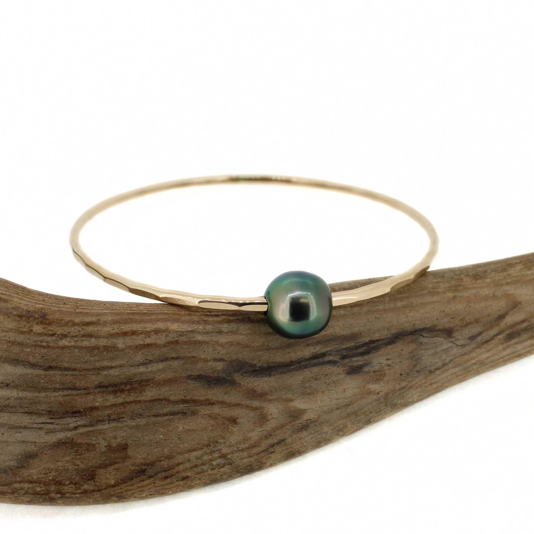 Gold Tahitian Pearl Bangle Size 7.75