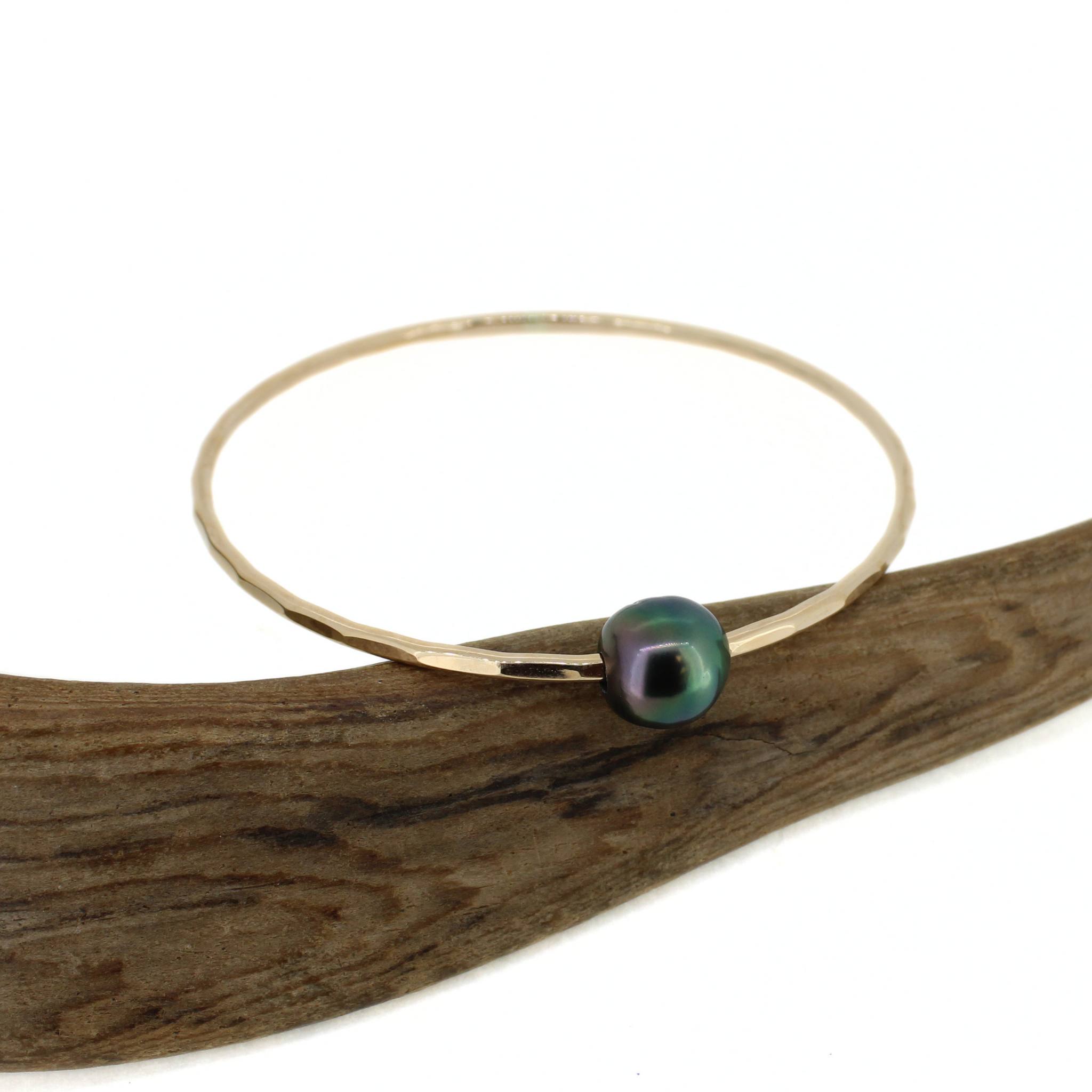 Gold Tahitian Pearl Bangle Size 7.75