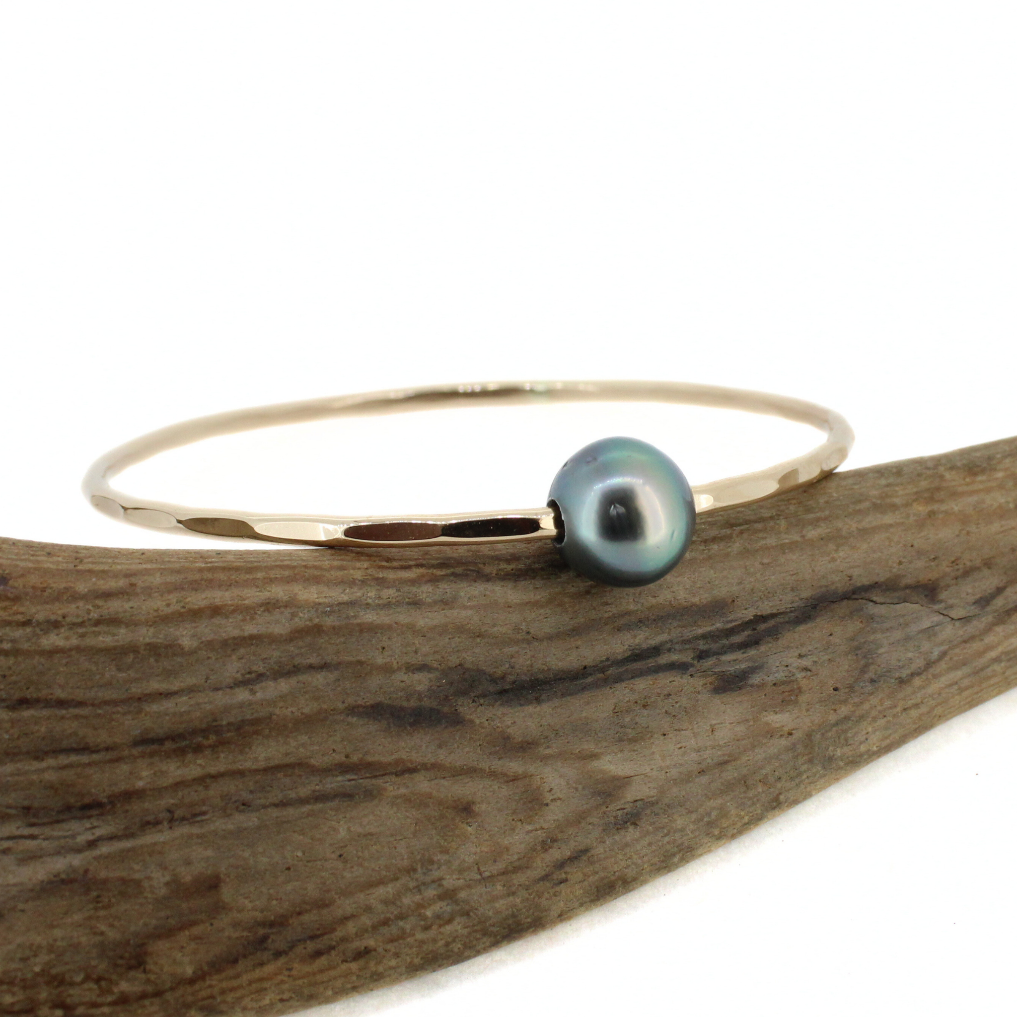 Gold Tahitian Pearl Bangle Size 7