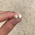 Brianne & Co. tiny gold fill shell stud earrings on hand for size reference