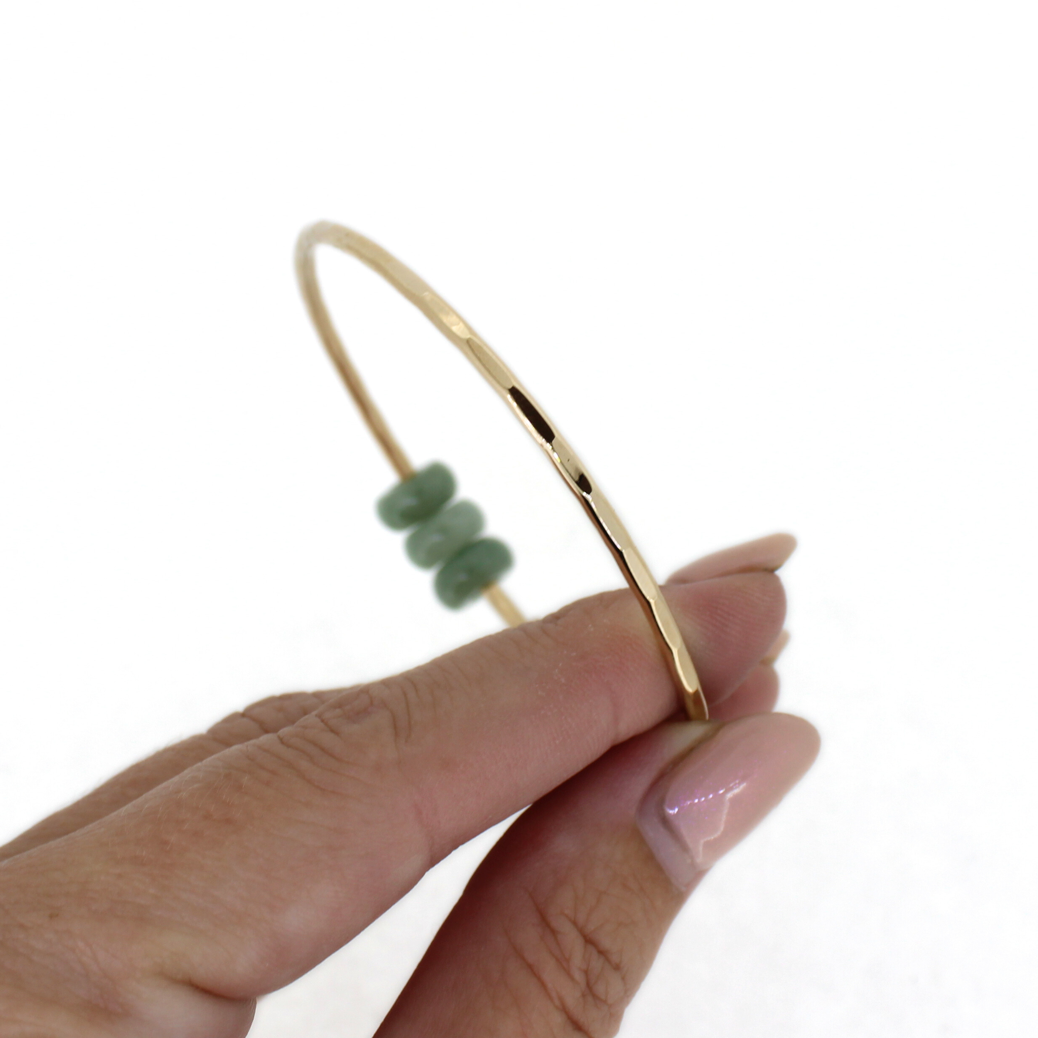 Gold Triple Jade Donut Bangle