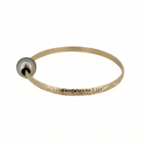 Gold Fill Pastel Green Tahitian Pearl Size 7.5 Heirloom Style Bangle