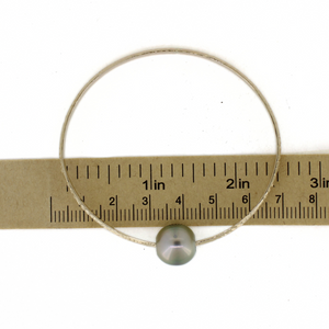 Gold Fill Pastel Green Tahitian Pearl Size 7.5 Heirloom Style Bangle