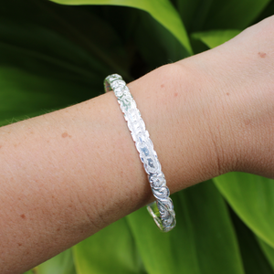 Sterling Silver Hawaiian Heirloom 6mm Kuuipo Bangle Size 8