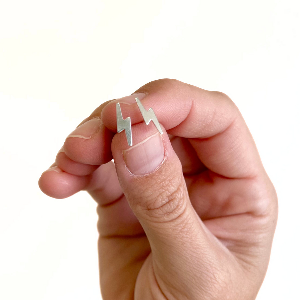 Brianne & Co. sterling silver small lightning bolt stud earrings