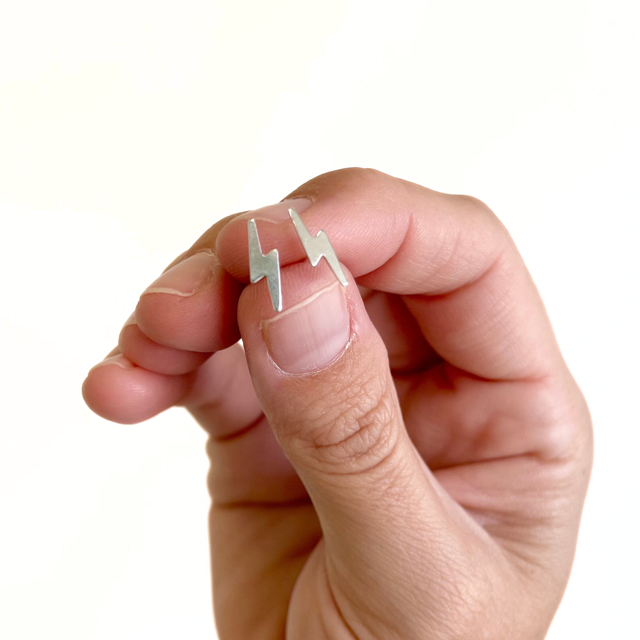 Brianne & Co. sterling silver small lightning bolt stud earrings