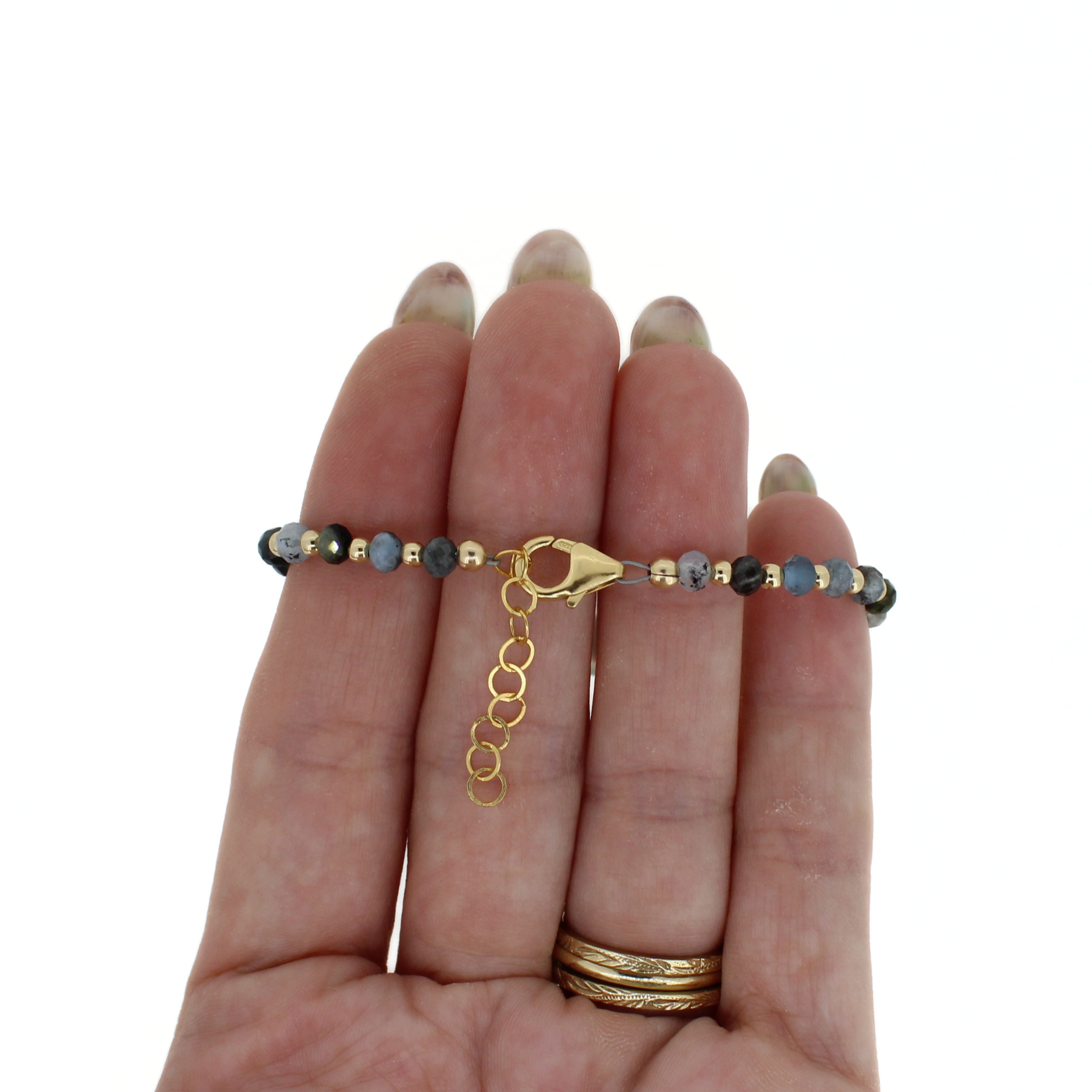 Gold Aquamarine & Tahitian Pearl Bracelet Size Small