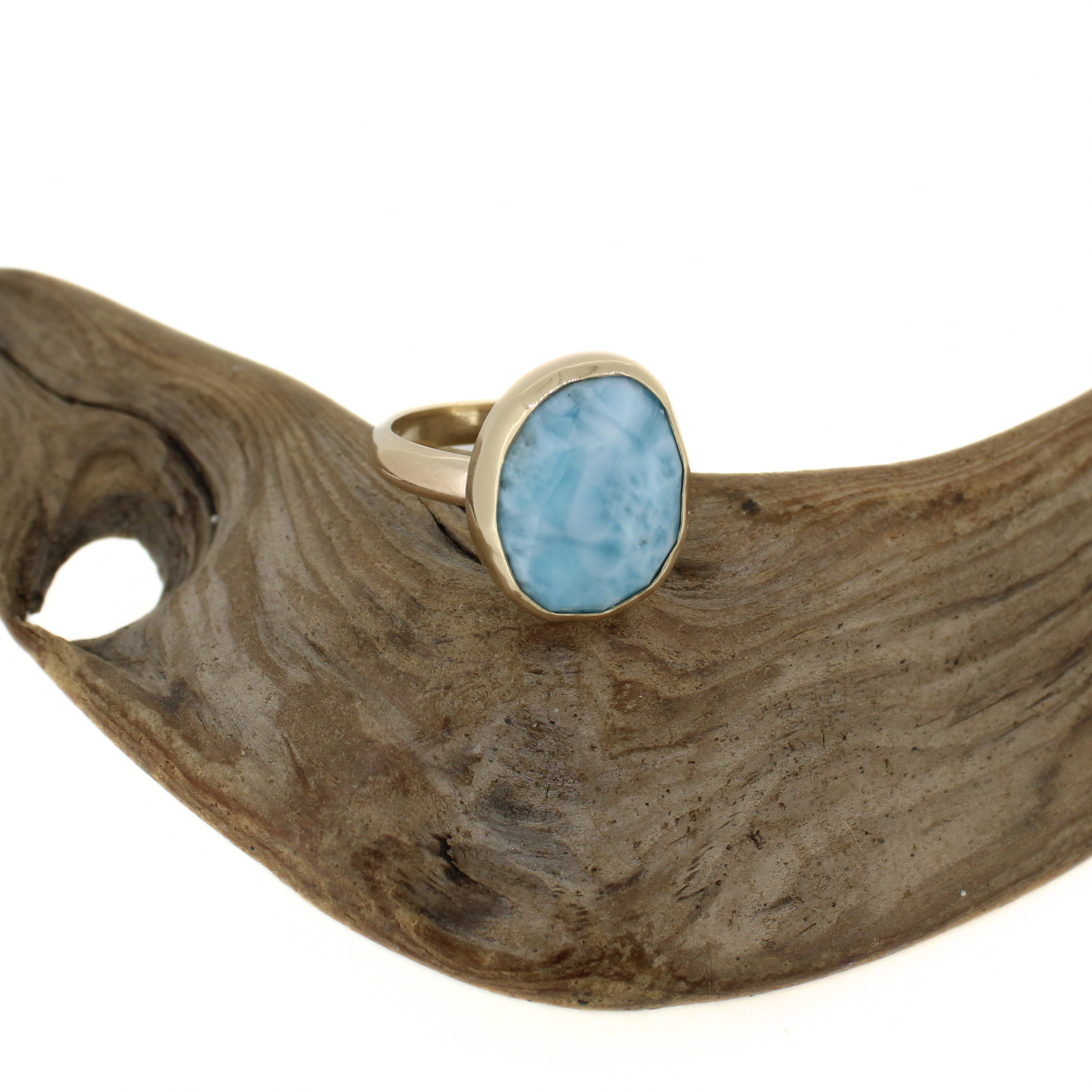 Gold Larimar Ring Size 8
