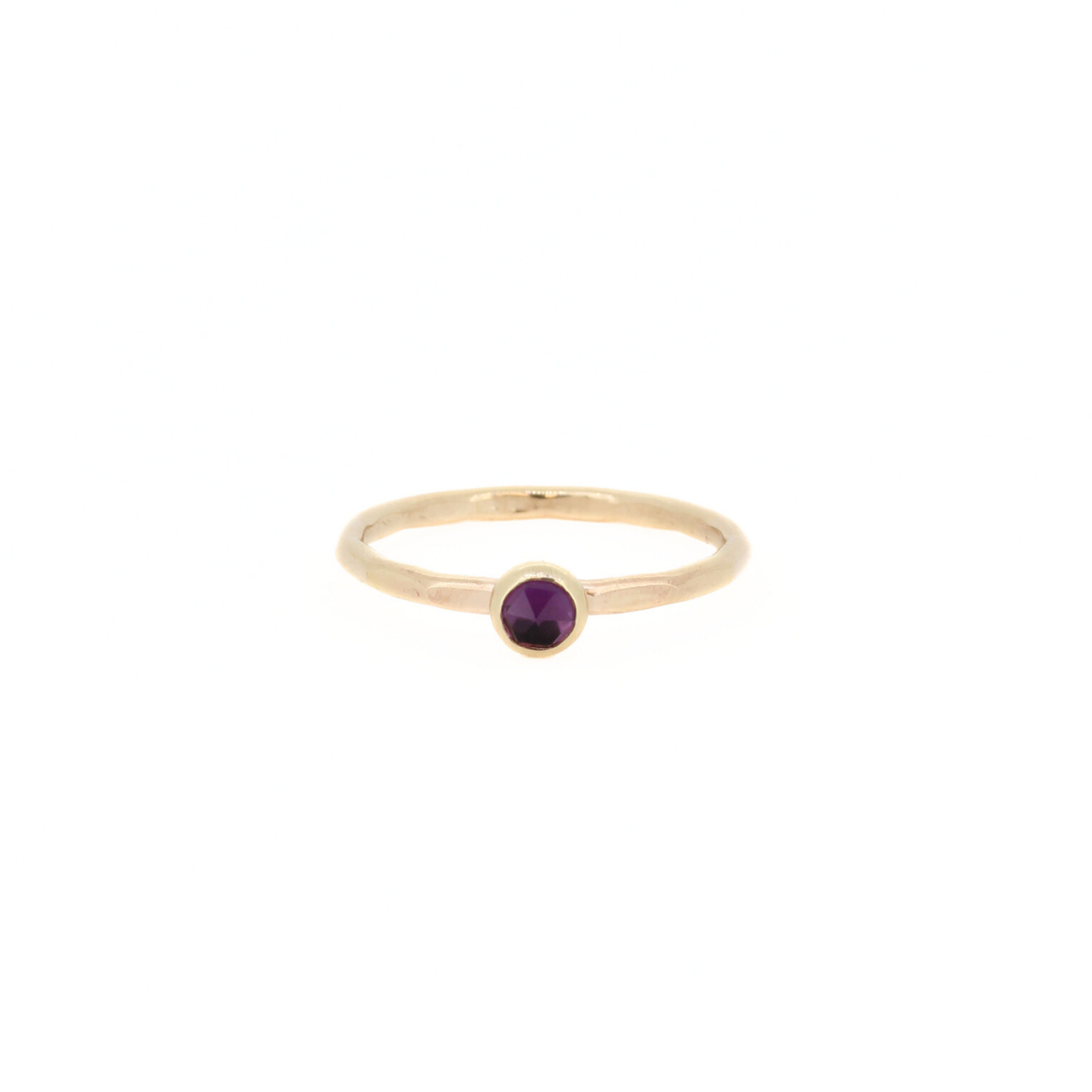 Brianne & Co. gold stacker ring with faceted amethyst gemstone