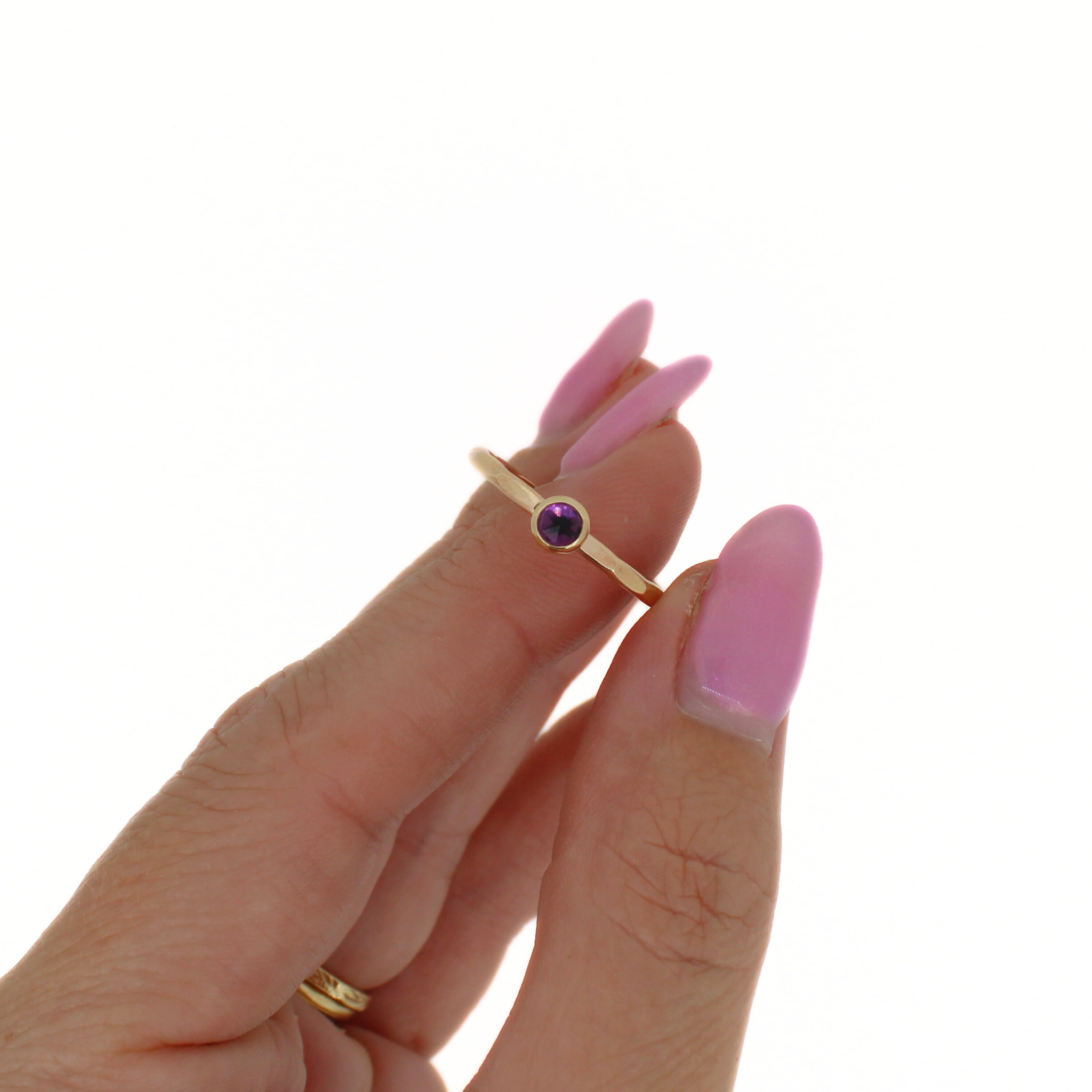 Gold Amethyst Stacker Ring Size 7