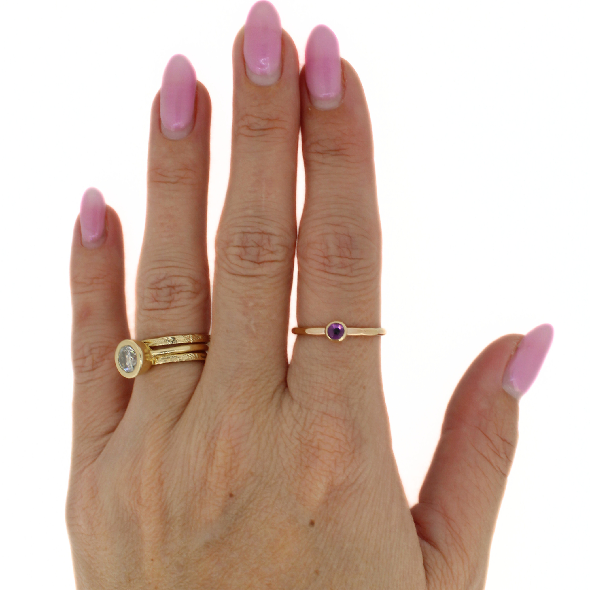 Gold Amethyst Stacker Ring Size 7