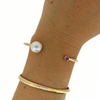 Brianne & Co. gold fill Edison pearl and amethyst cuff on a 6" wrist