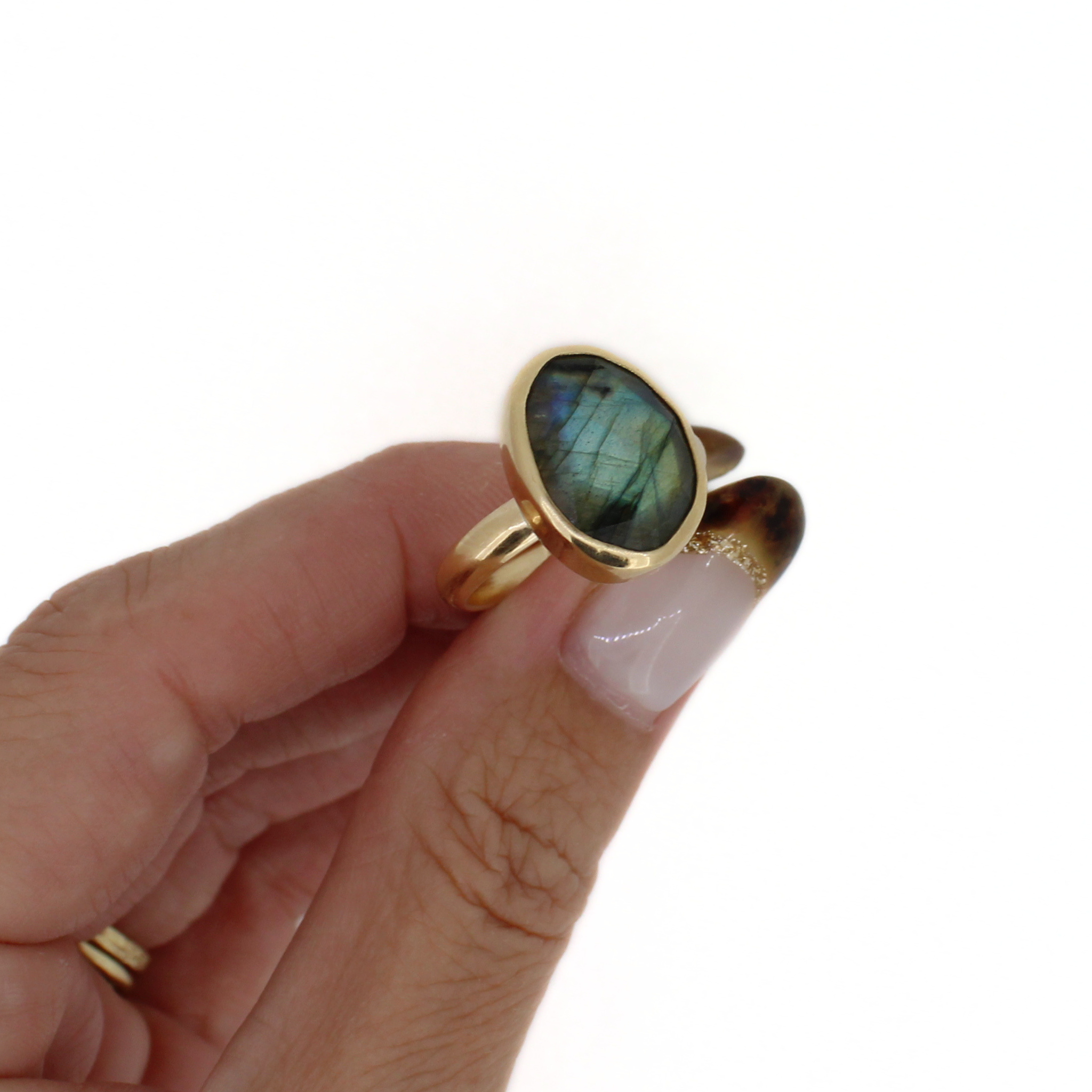 Gold Labradorite Ring Size 7