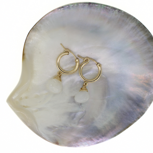 Gold Fill Rainbow Moonstone Hoop Earrings