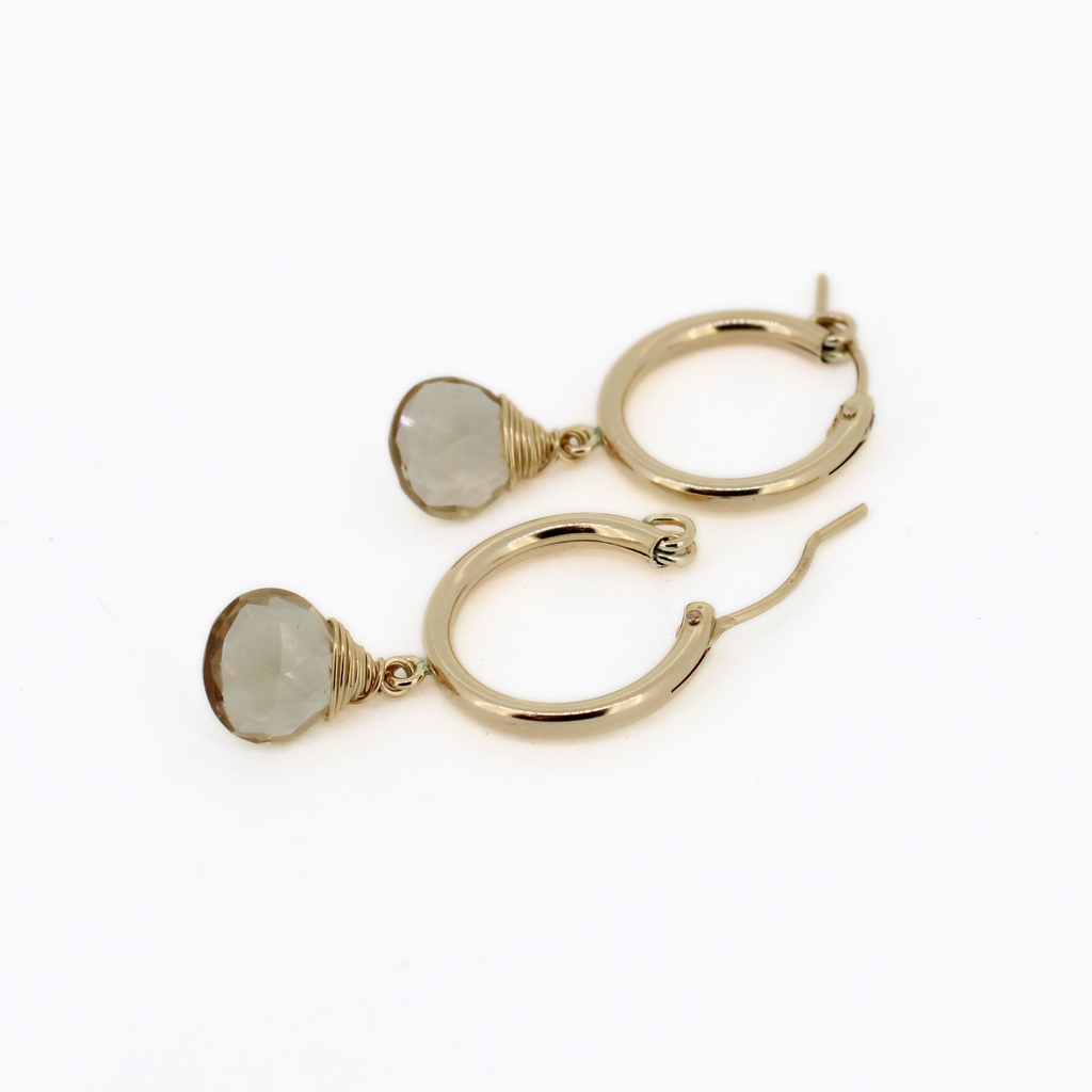 Gold Fill 18mm Hoops w/ Champagne Topaz