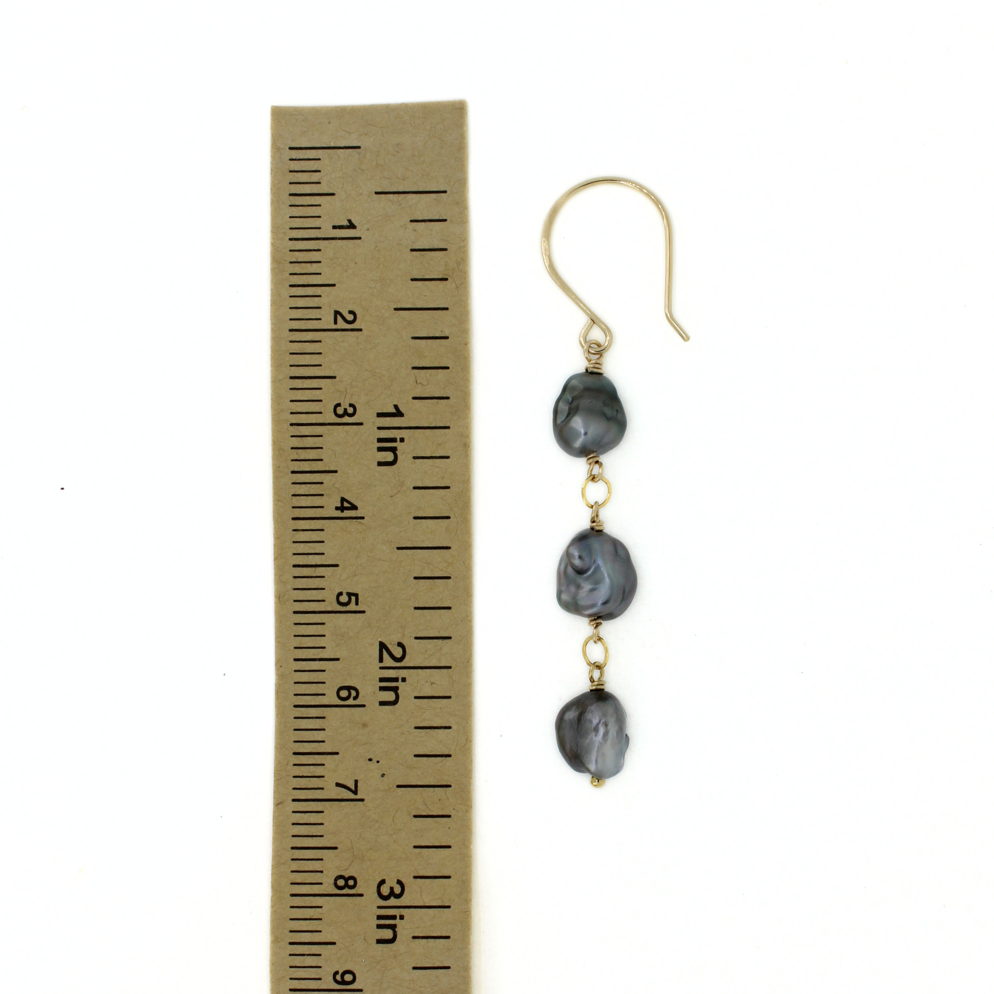 Gold Tahitian Keshi Pearl Drop Earrings