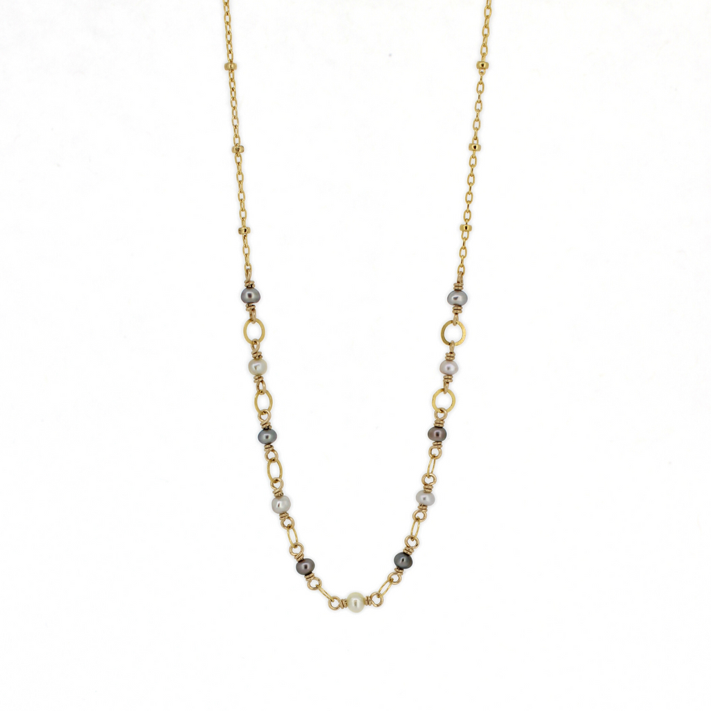 Brianne & Co. Gold Fill Tahitian Keshi Pearl Necklace 16"-18"