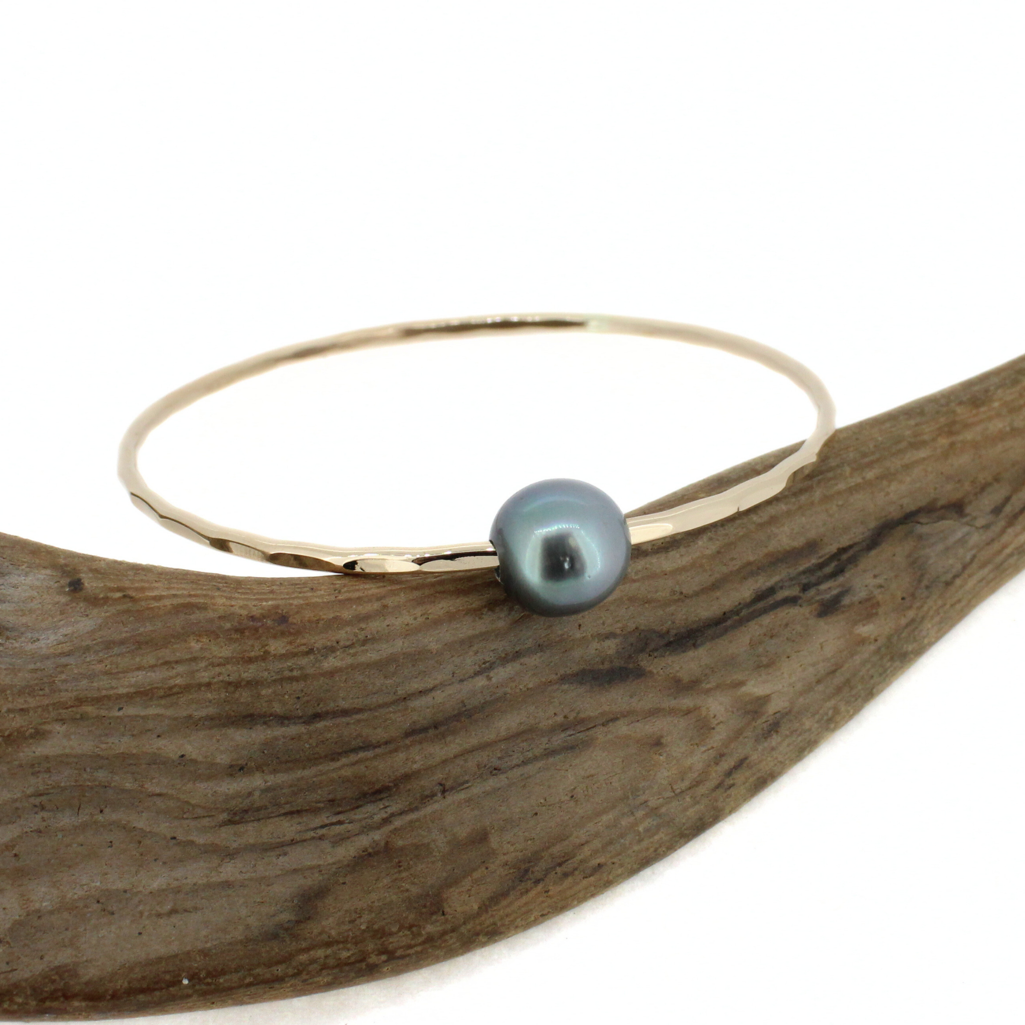 Gold Tahitian Pearl Bangle Size 7.75