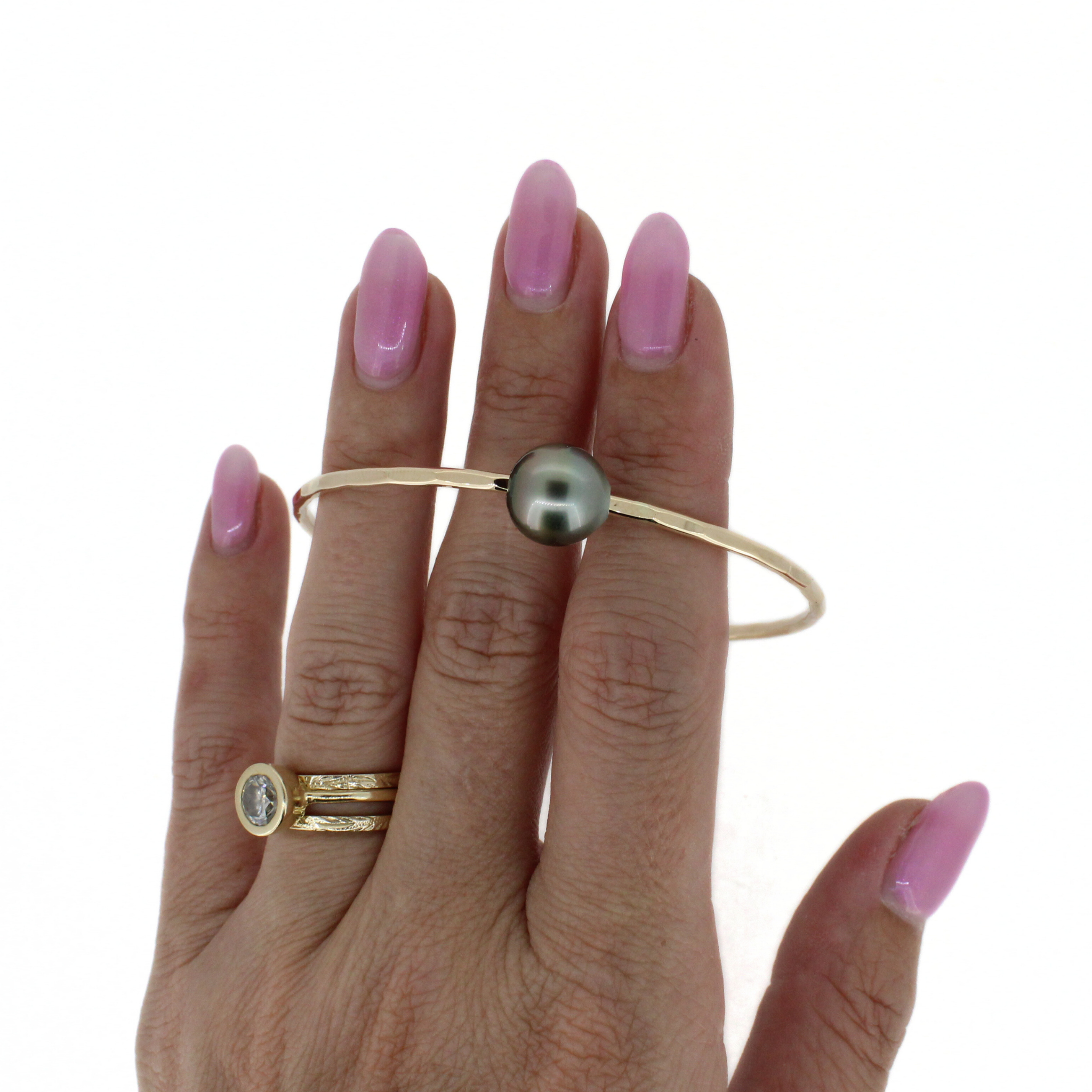 Gold Tahitian Pearl Bangle Size 7.75