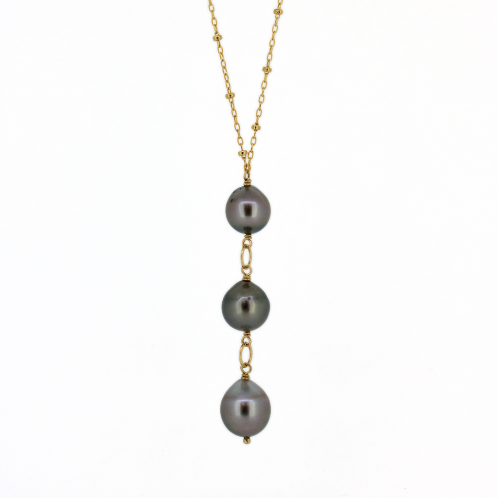 Brianne & Co. gold fill triple Tahitian pearl lariat necklace