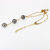 Brianne & Co. Tahitian pearl lariat necklace on a gold fill satellite chain with a 2" extender 