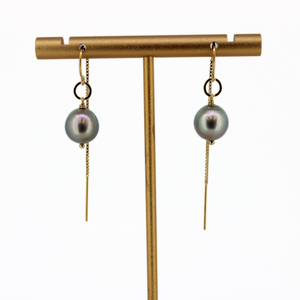 Brianne & Co. Tahitian pearl threader style earrings in 14k gold fill