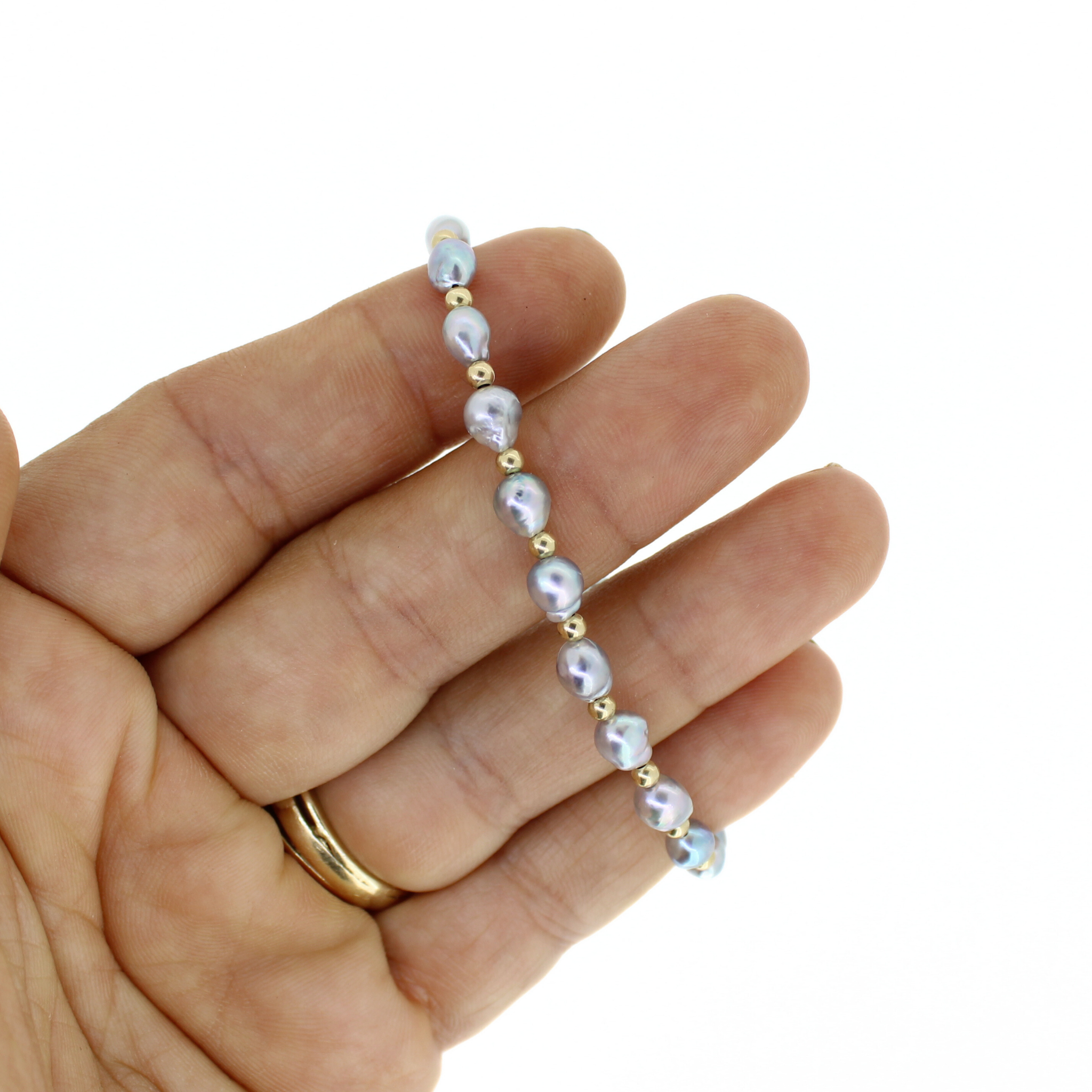 Gold Fill Baby Baroque Akoya Pearl Bracelet