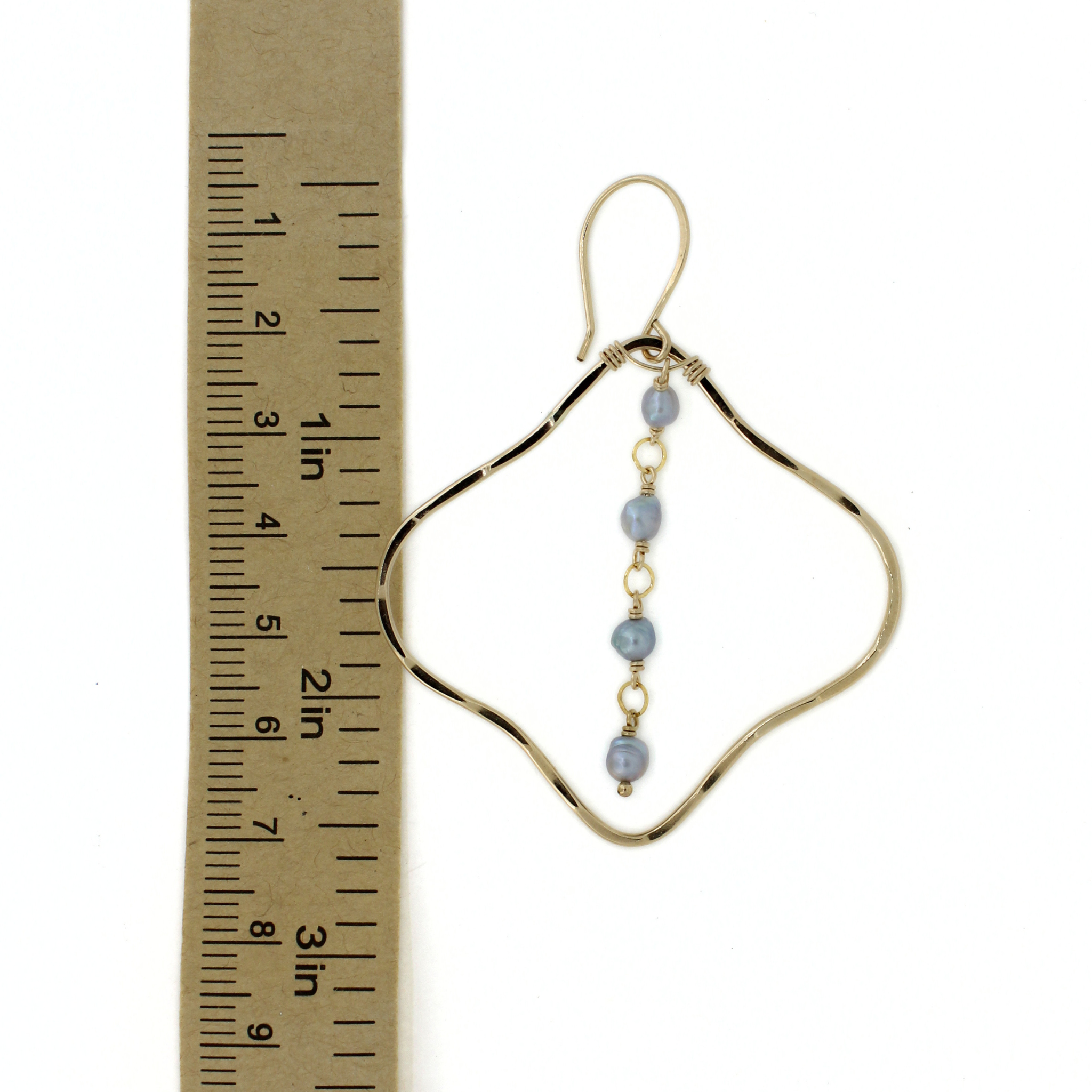 Gold Moroccan Hoop Earrings w/ Akoya Pearls