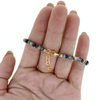 Brianne & Co. gold fill aquamarine and Tahitian pearl bracelet back view of clasp and extender