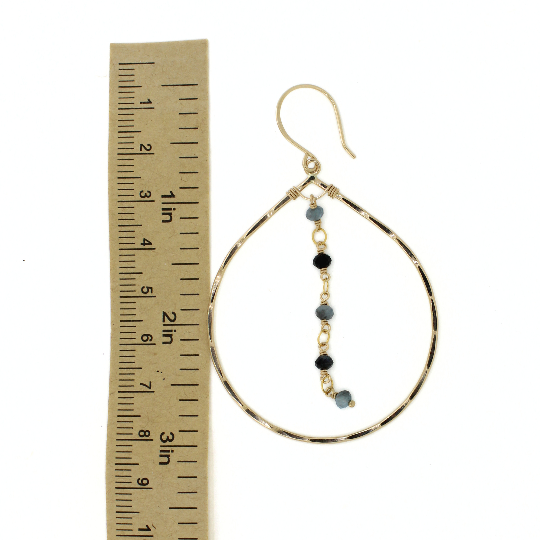 Gold Aquamarine Tear Drop Hoop Earrings