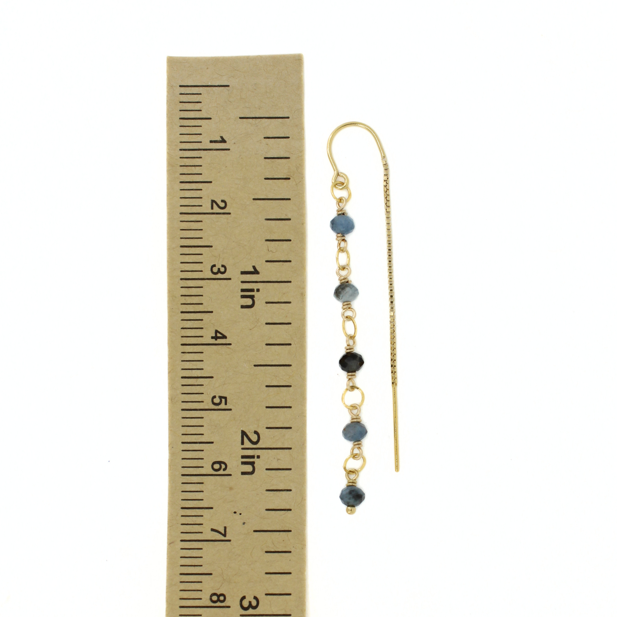 Gold Aquamarine Threader Earrings
