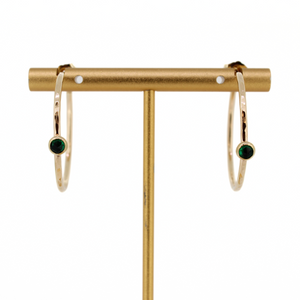 Brianne & Co. gold emerald hoops with a hammered texture