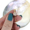 Brianne & Co. gold fill floating Edison pearl necklace close up of pearl