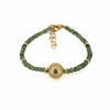 Brianne & Co. gold fill golden south sea pearl and green apatite gemstone bracelet with a 1" extender