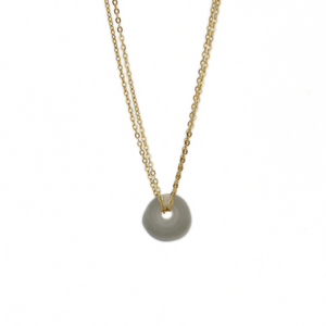 Gold Fill Grey Puka Shell Double Chain Necklace front view