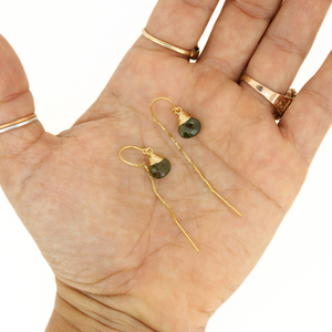 Gold Fill Simple Idocrase Short Threader Earrings