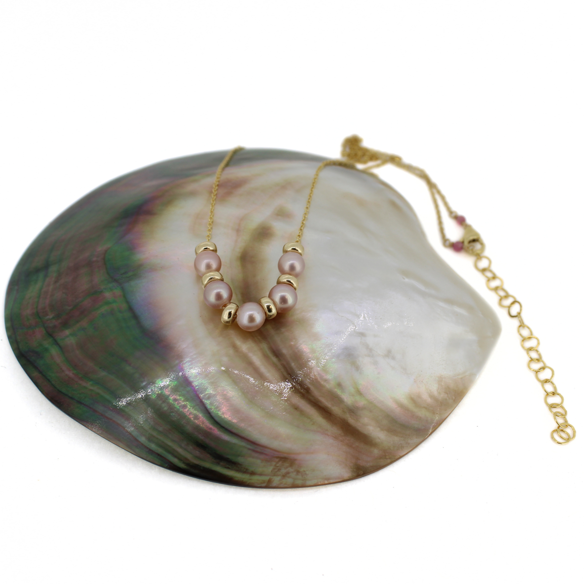 Gold Tiny Light Pink Edison Pearl Necklace