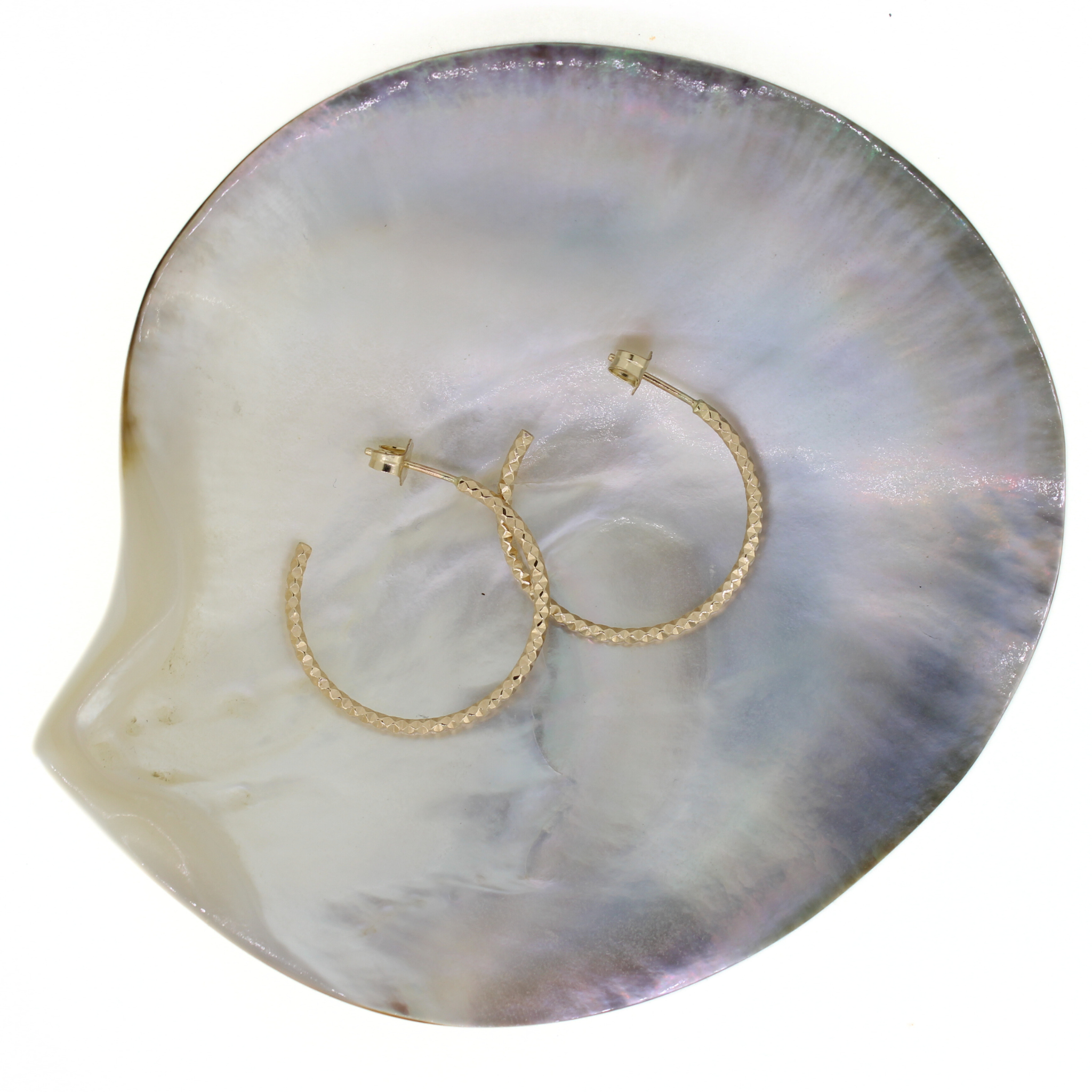 Brianne & Co. gold fill faceted hoop earrings side view