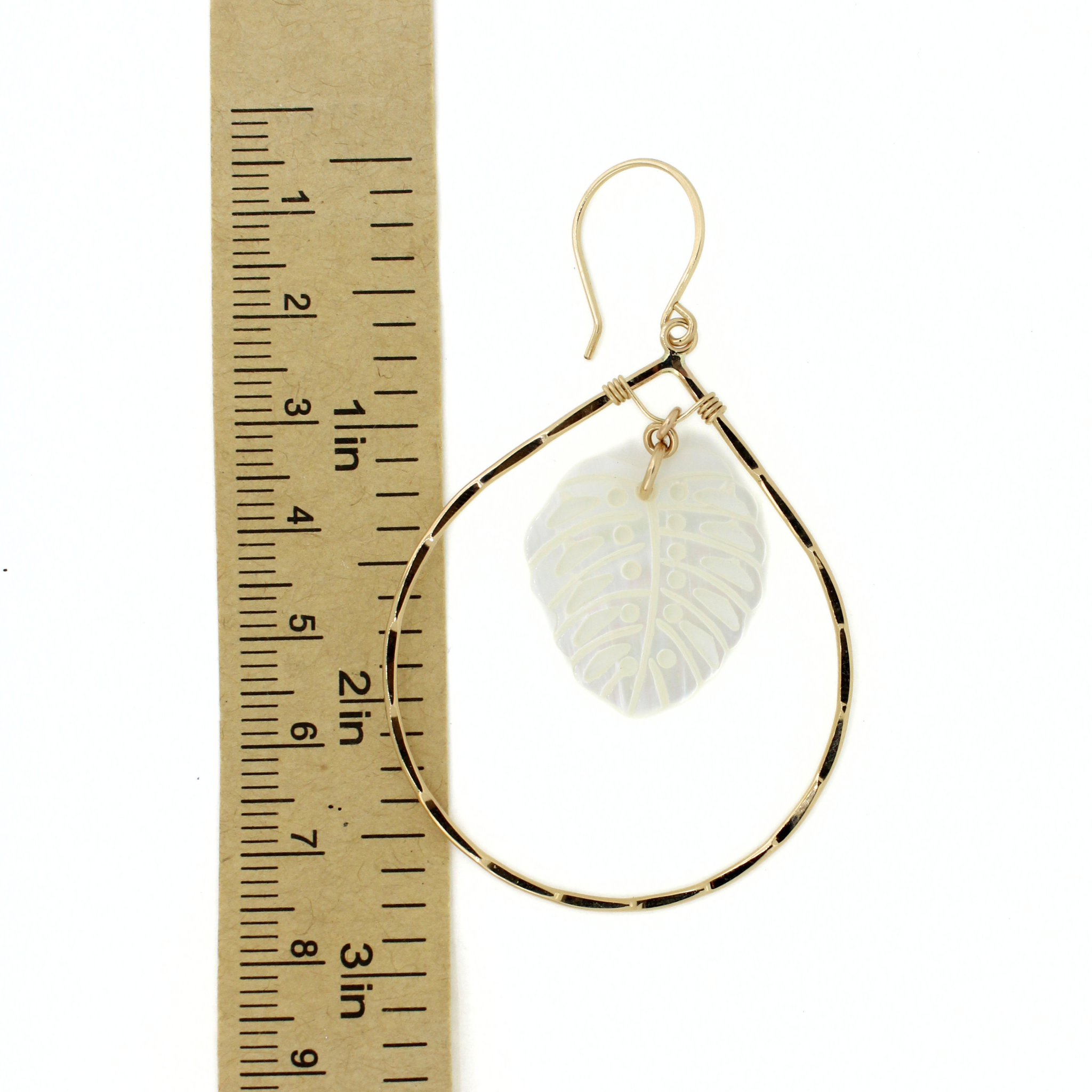 Gold Monstera Hoop Earrings