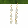 Brianne & Co. gold fill mother of pearl pikake flower threader earrings front view