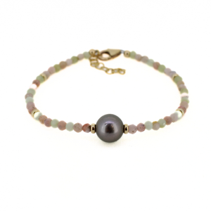 Gold fill opal and Tahitian pearl bracelet handmade by Brianne & Co.