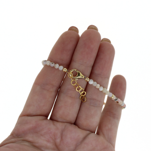 Brianne & Co. gold fill pink opal and Tahitian pearl bracelet back view of clasp and extender